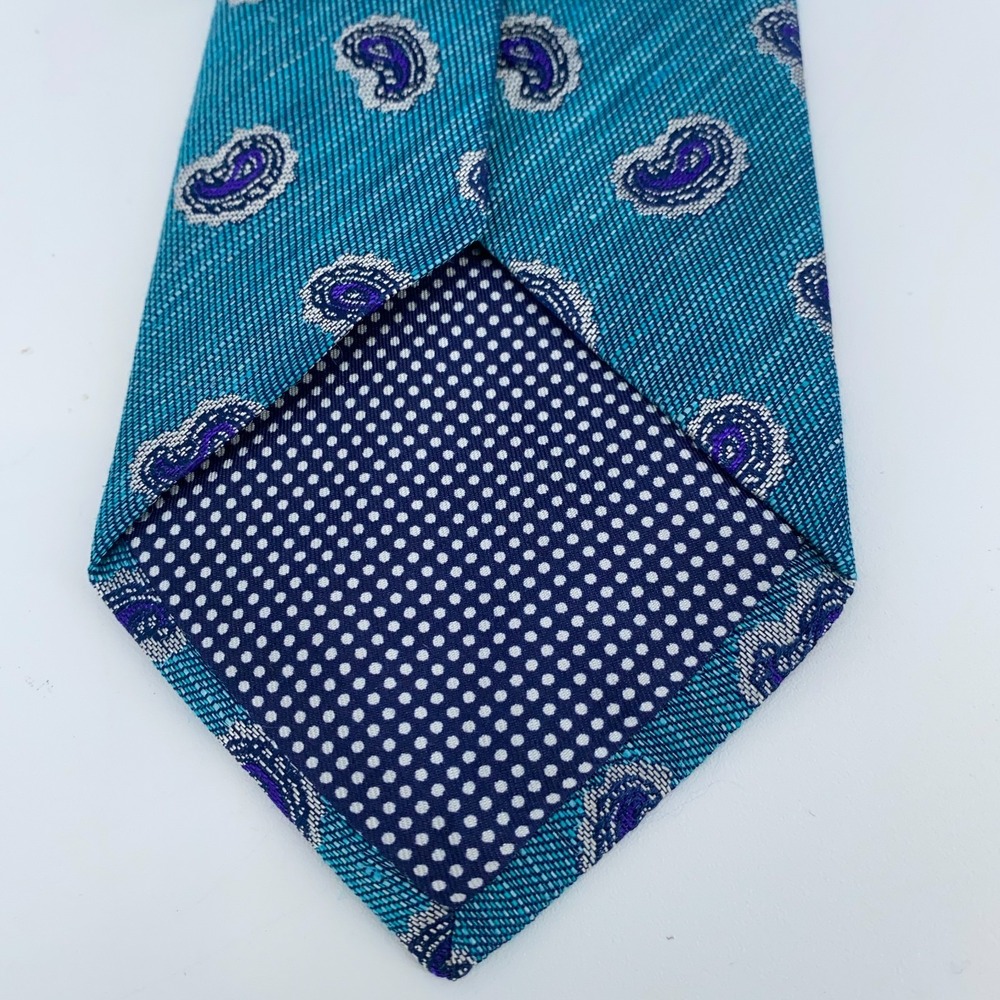 Eton Tie Mens One Size Blue Paisley Silk Classic Luxury Necktie Italy Made NWT - Picture 3 of 6